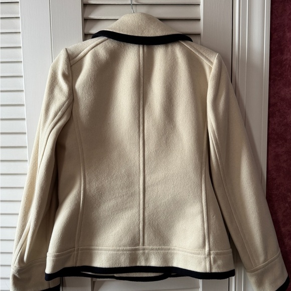 J. Crew Ivory Pea Coat with Navy Accents - Picture 6 of 8